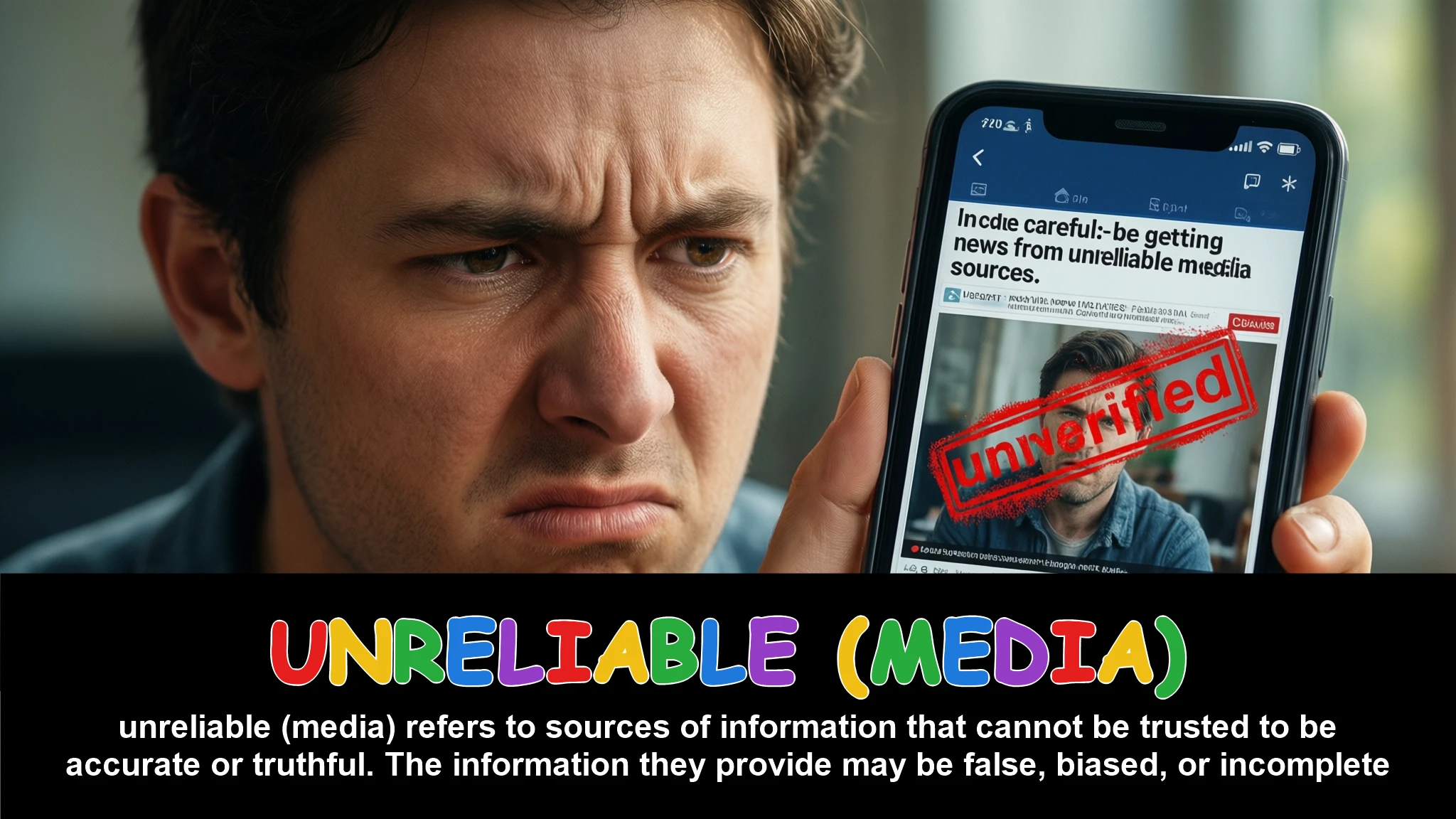 English Illustration for unreliable (media)
